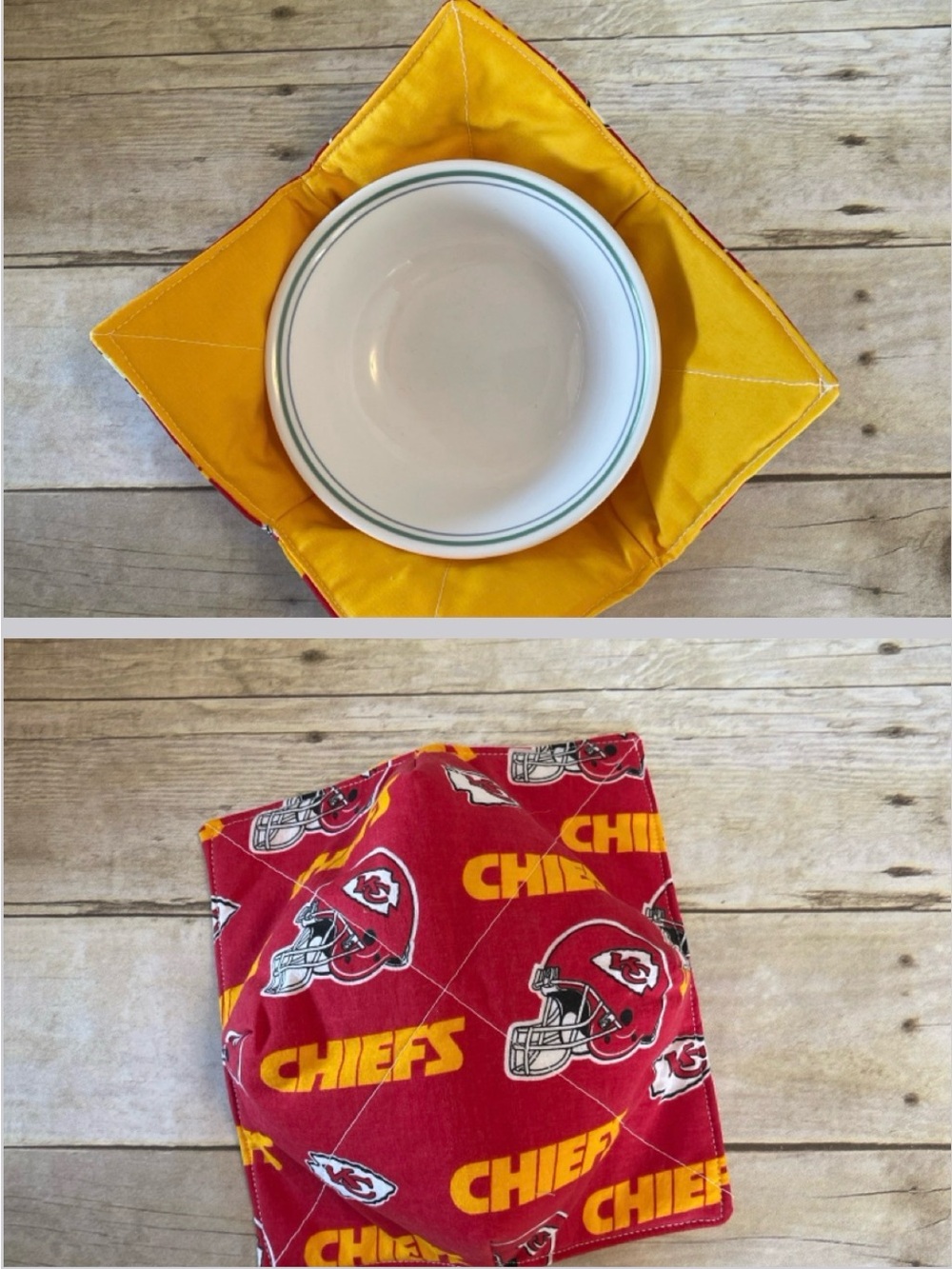 Microwave Bowl Cozy Reversible NFL KC Chiefs Bright Yellow
